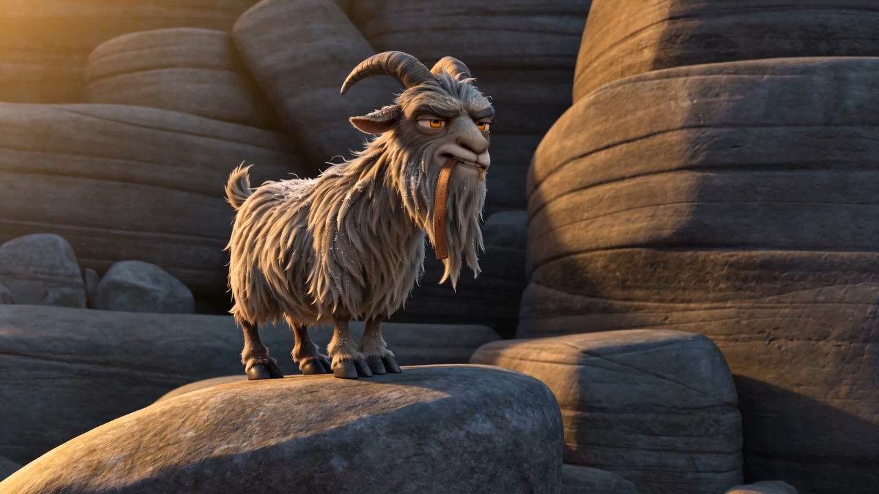 The Island Goat, posed on the best rock like a general surveying spoils