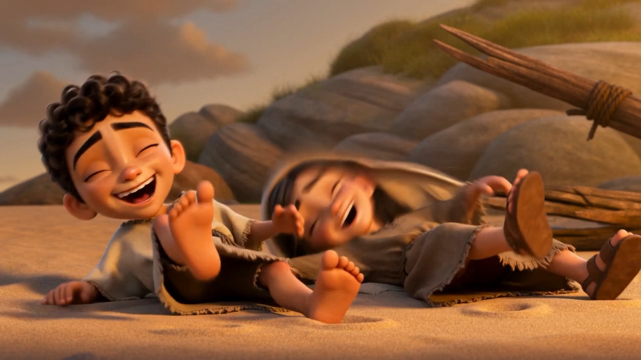 The children fall over sideways, completely, bonelessly delighted