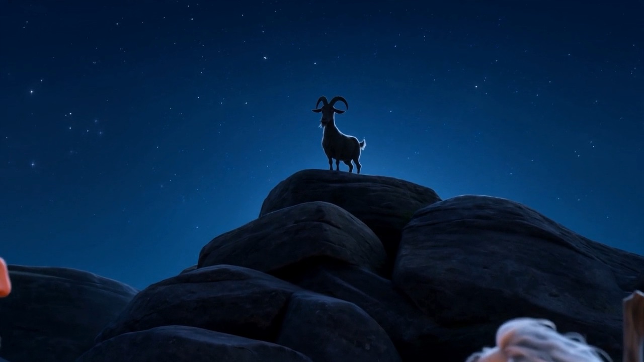 …and a goat. Several heads turn up toward the rocks