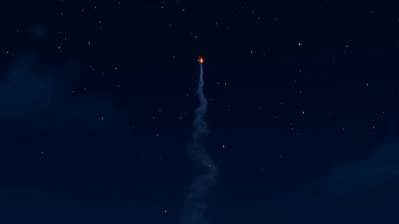 Sparks drift up and become indistinguishable from the stars