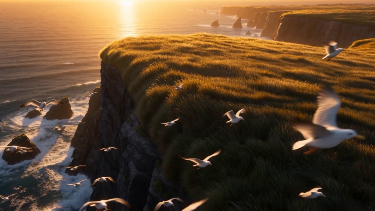 The gulls' morning racket below the headland — the island's last ordinary sound