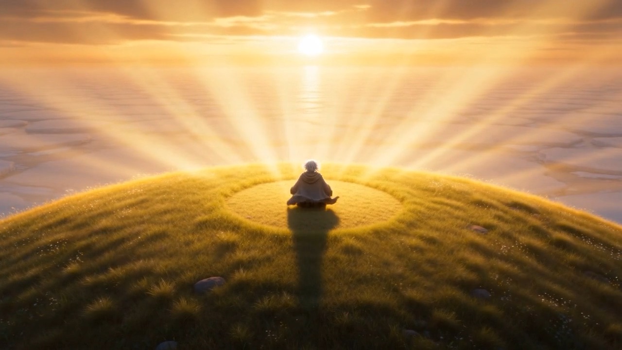 Light from everywhere. The ring, and the stopped sea kindled gold