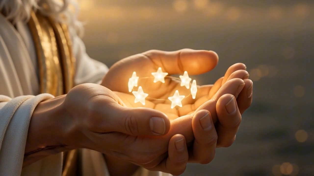 Seven small lights, held where nothing can reach them
