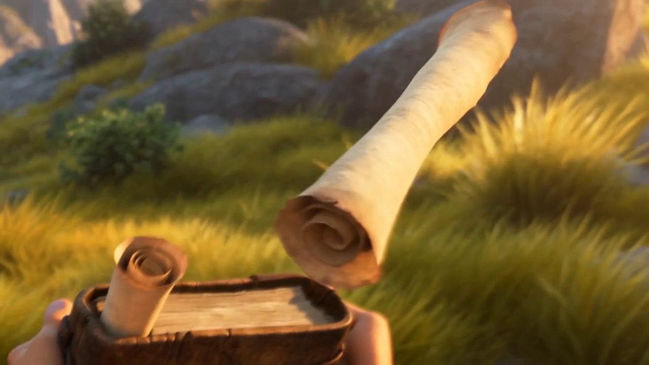 A scroll leaps free. He catches it against his knee, by miracle and momentum