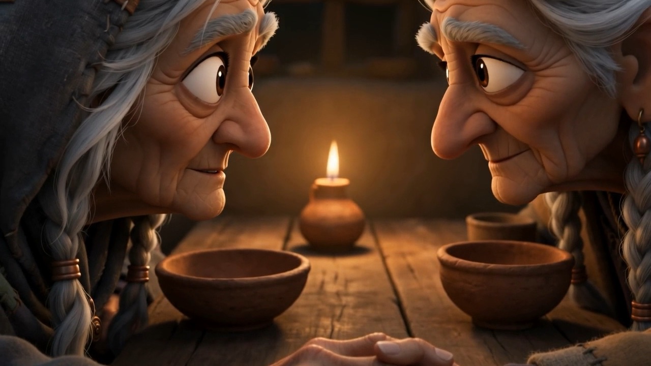 Two tired kind faces, remembering