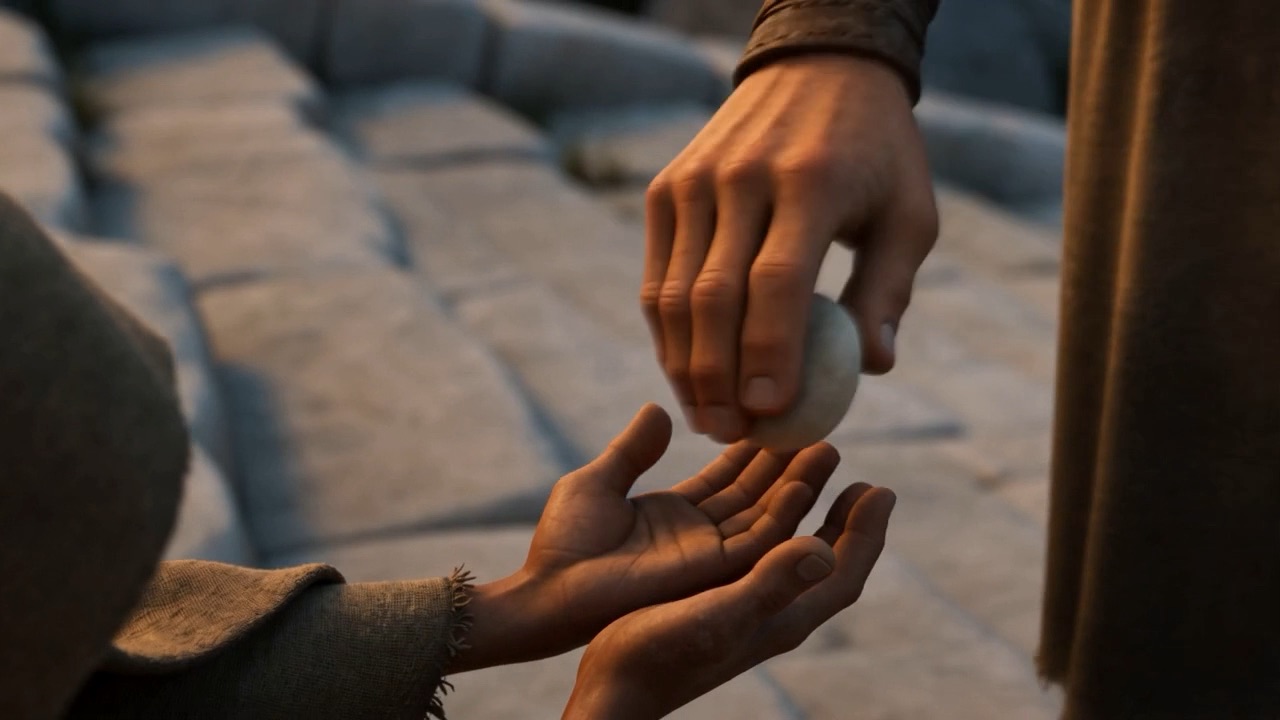 Without breaking stride, the day's last bread pressed into his hands