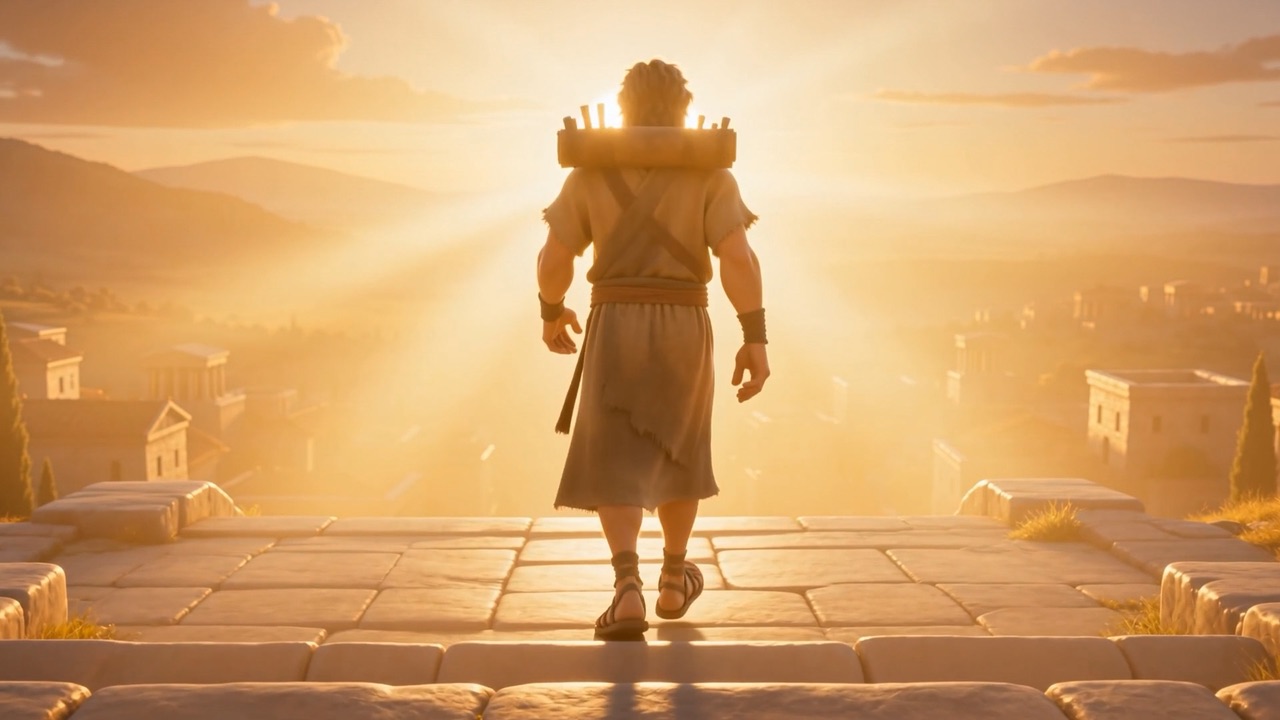 Walking down and out, into the rising sun