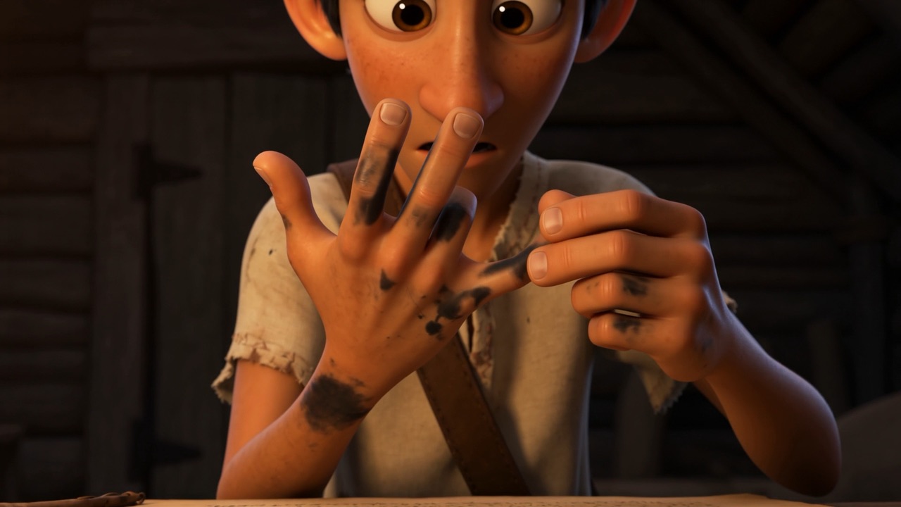 The writing hand, cramped rigid, unbent one finger at a time