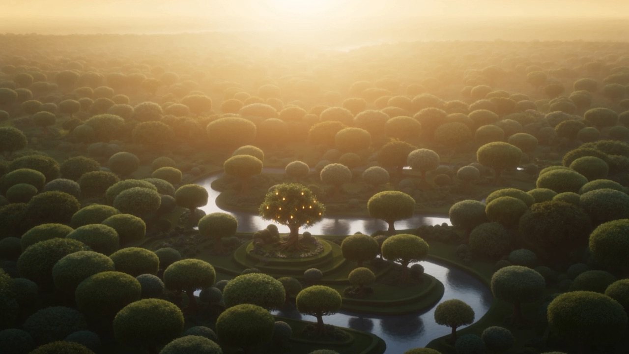 Out of lamp-gold into memory older than memory: a garden at the world's beginning