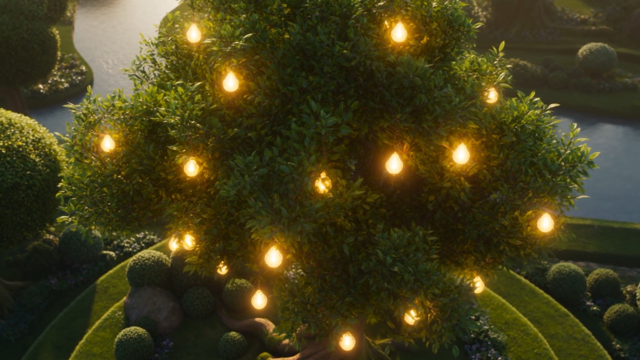 The Tree of Life, its fruit glowing among the leaves like held lamps