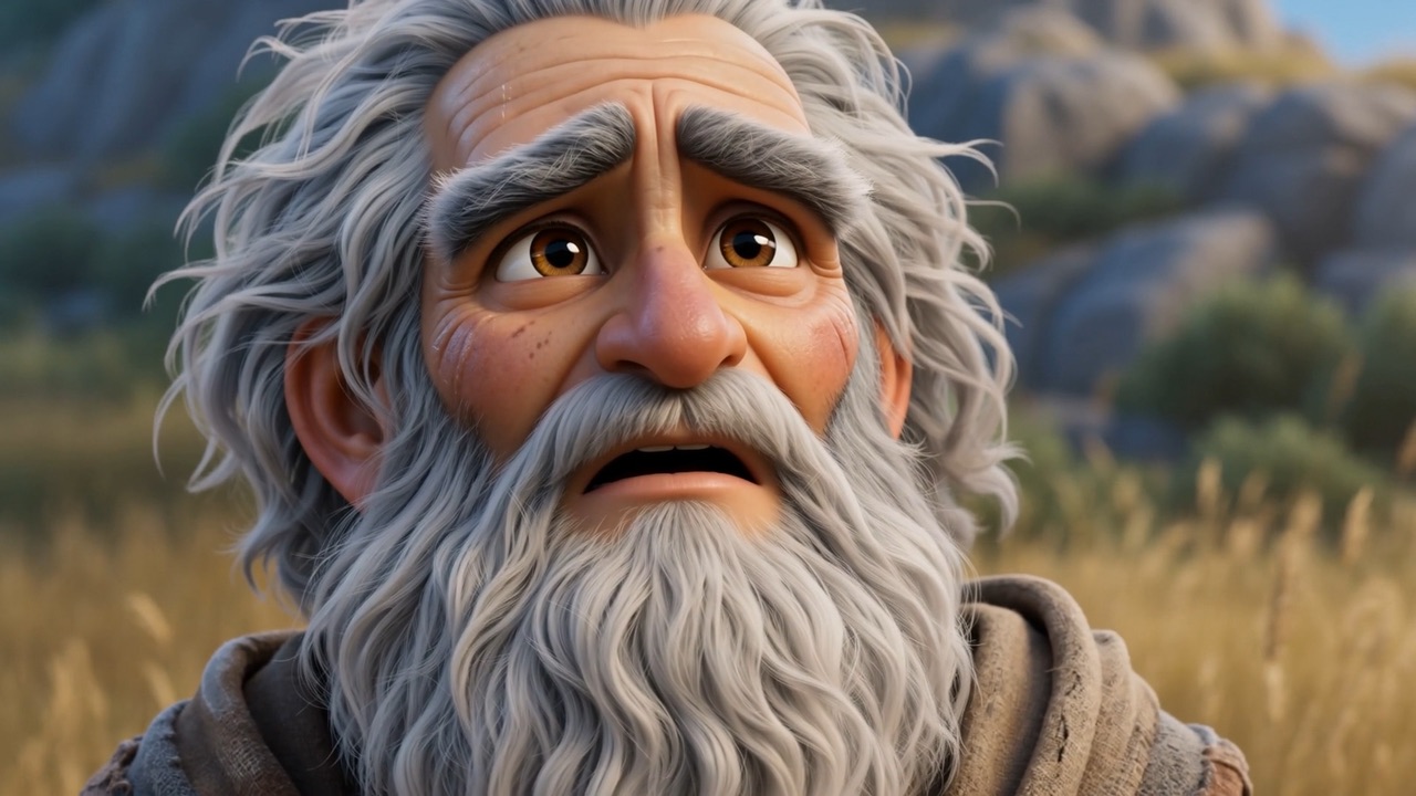 His face tips up — reading weather that is not weather