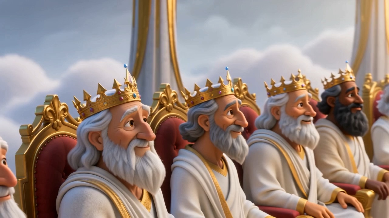 A wide circle around the throne: twenty-four smaller thrones