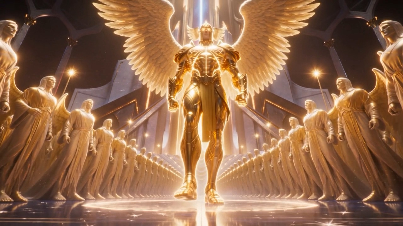 He plants himself between the throne and the whole horizon of heaven