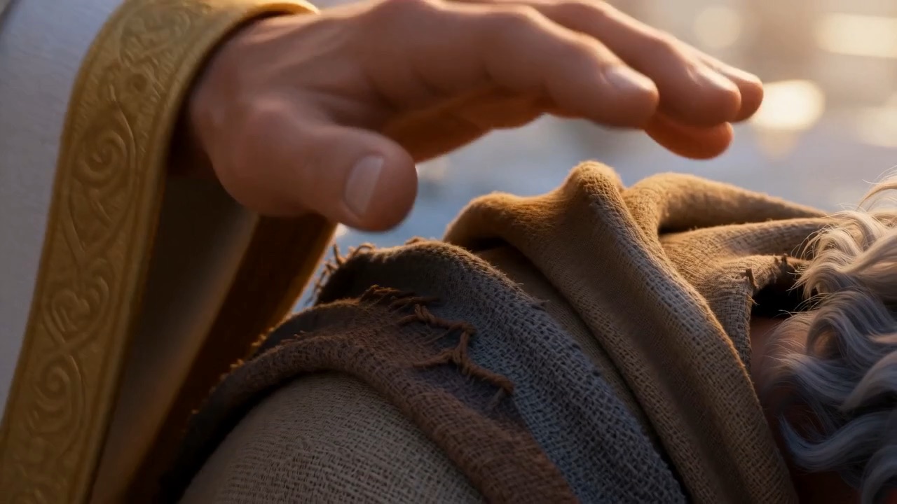 A hand arrives on his shaking shoulder. Old, warm, steady