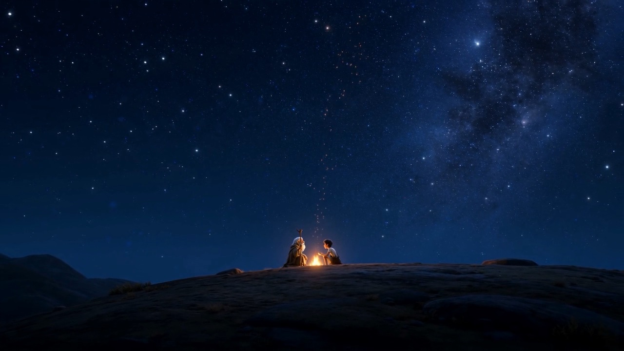 Two of them, one fire, and the whole sky turning over it