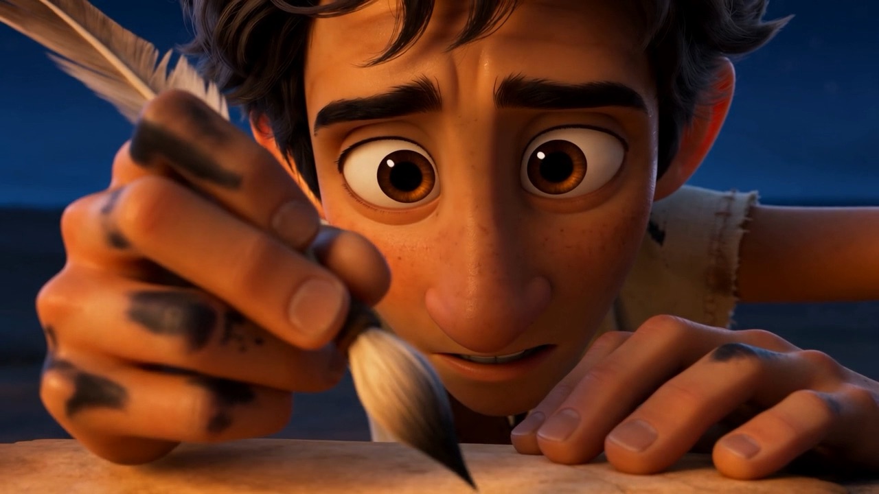 He reads it back. He looks at it like it might look back