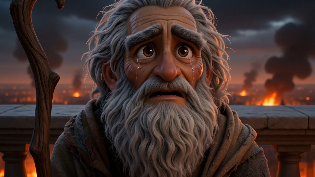 And at the rail, an old man grieving ahead of the knowledge