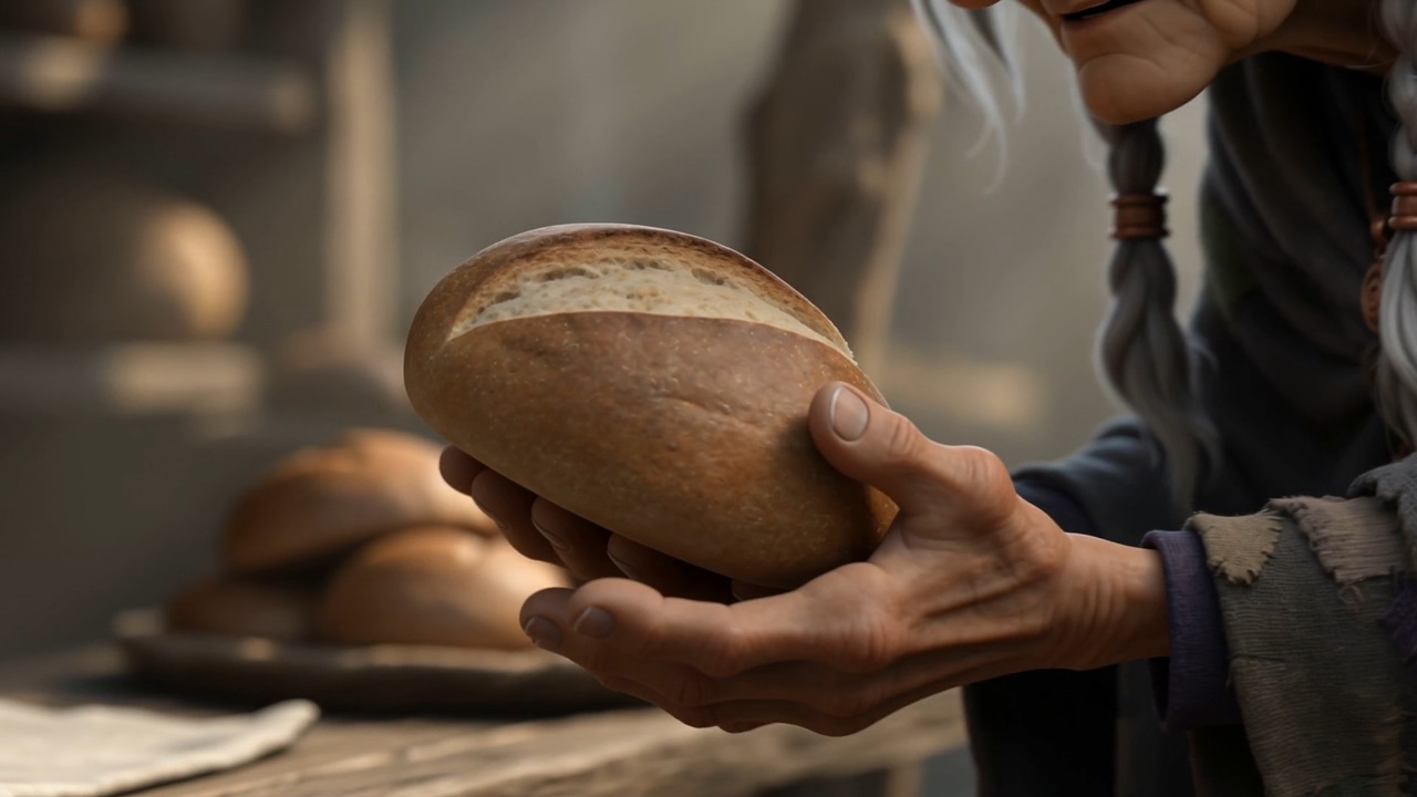 The loaf comes over the counter and is taken in both hands, the way you take something newborn