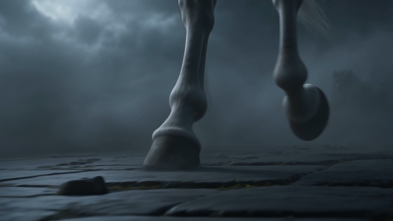 Pale hooves come down on cracked ground, and nothing goes any nearer