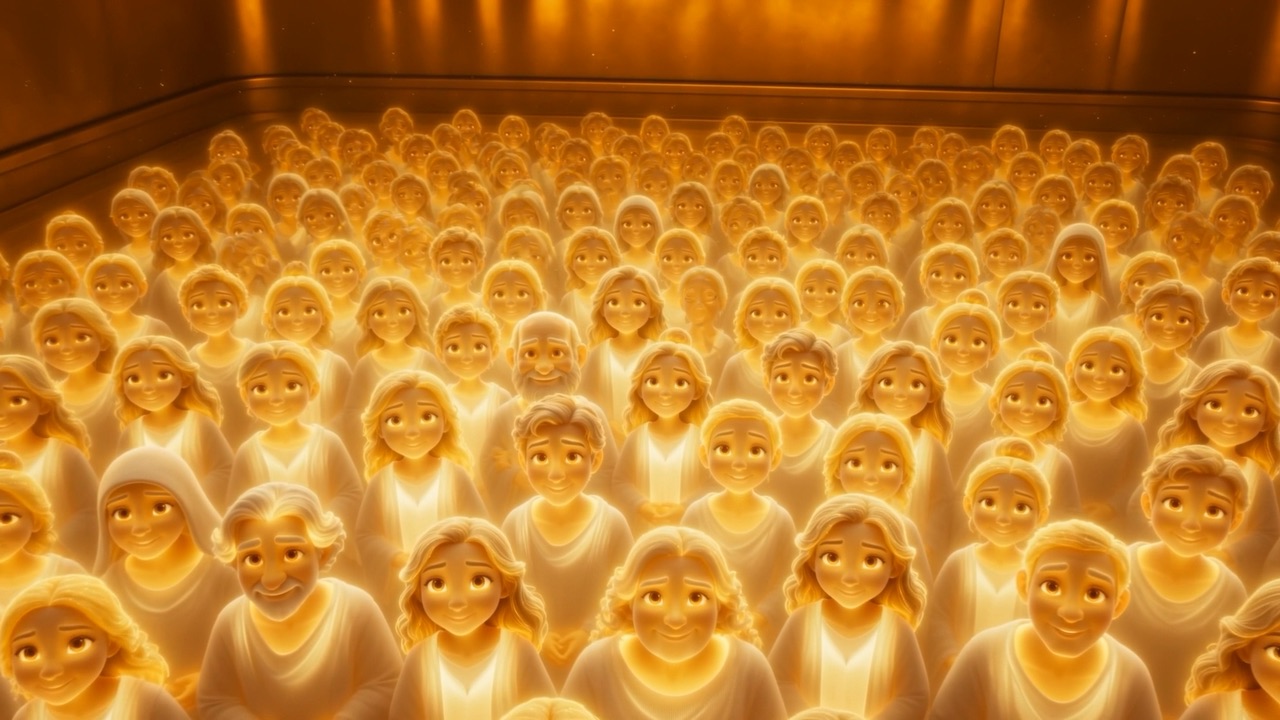 And there they are. Person-shaped lights the colour of candle-flame