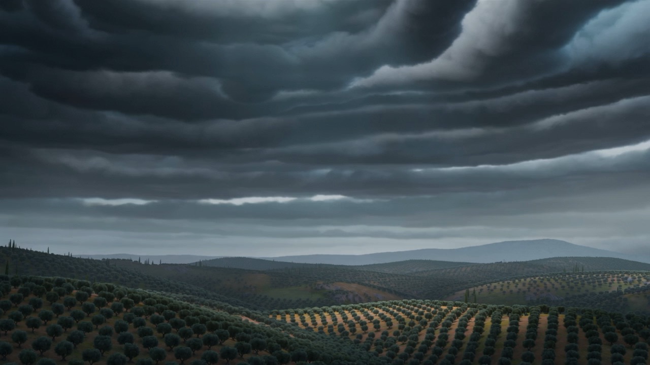 And directly underneath all that strain: an olive grove