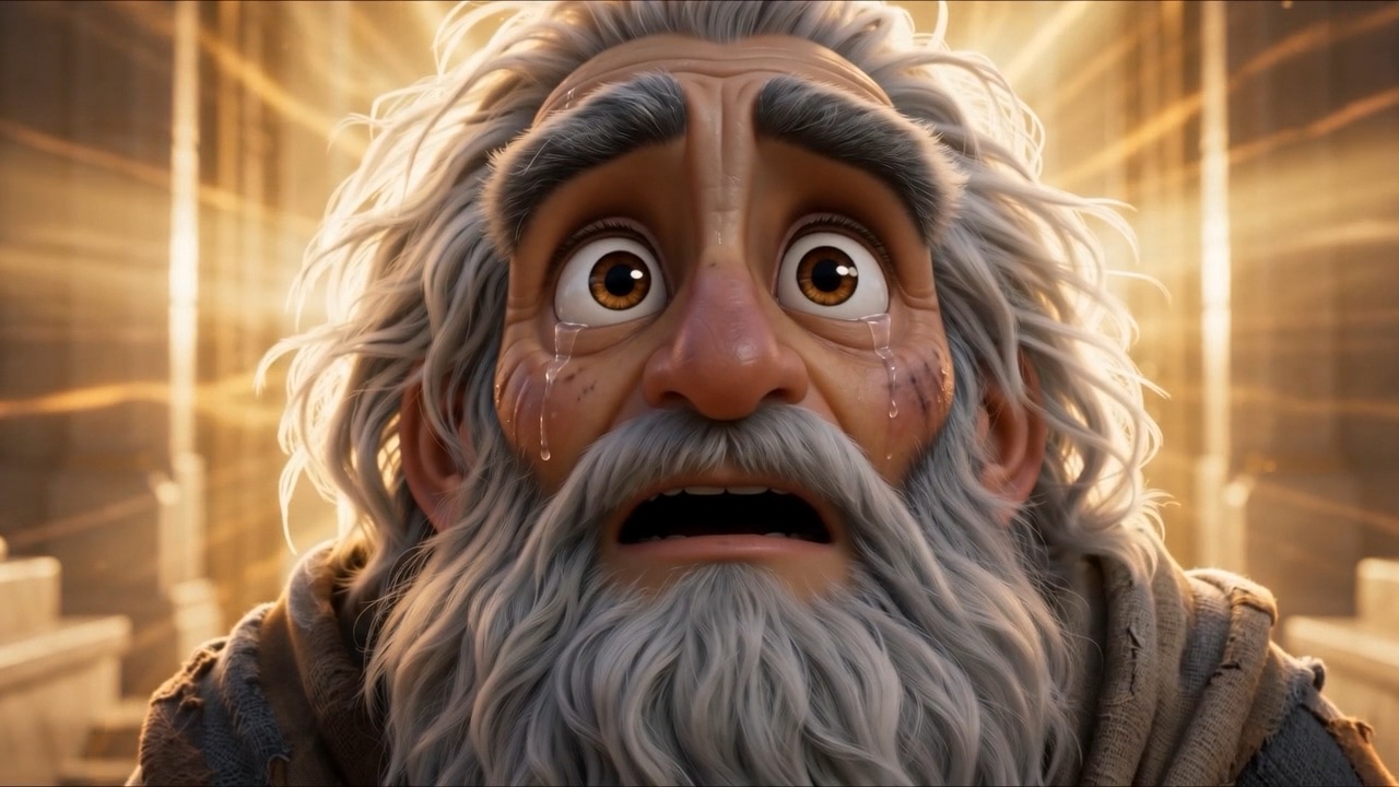 A sound comes up behind him — not thunder, not song, but both, and bigger