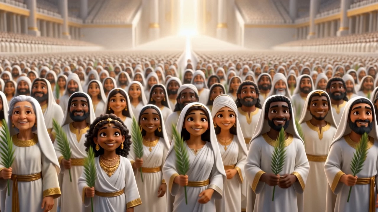 Heaven is full to its horizons with people in white