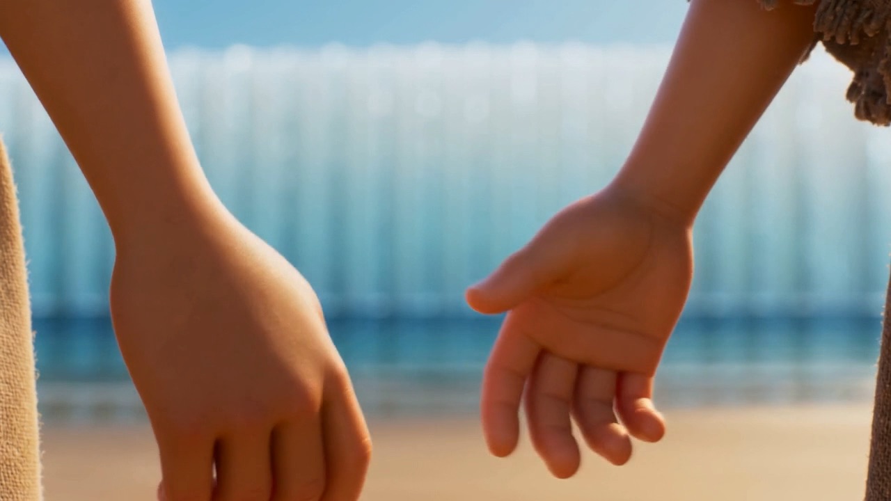 Two hands find each other without looking