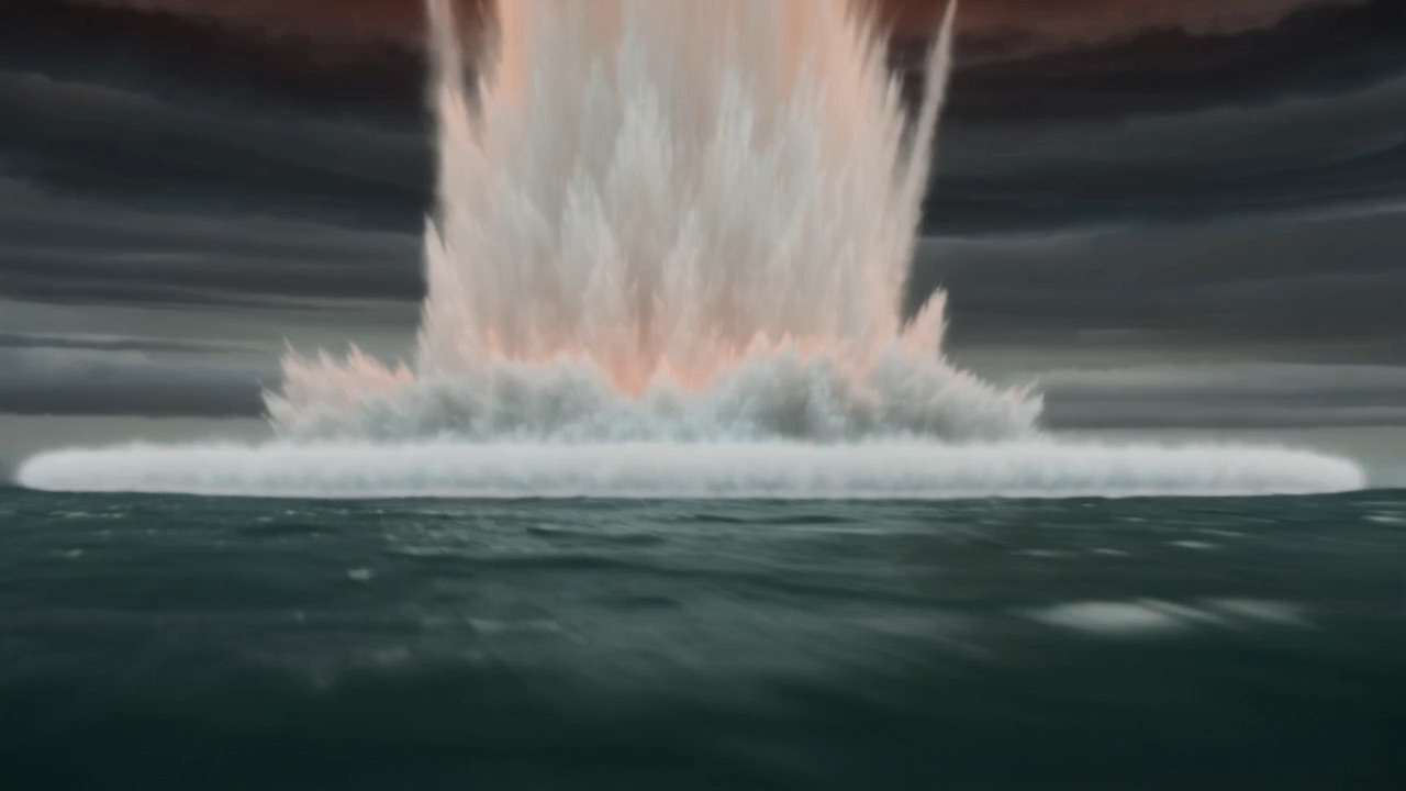 Impact — and then a column of steam and white fire climbing past the horizon