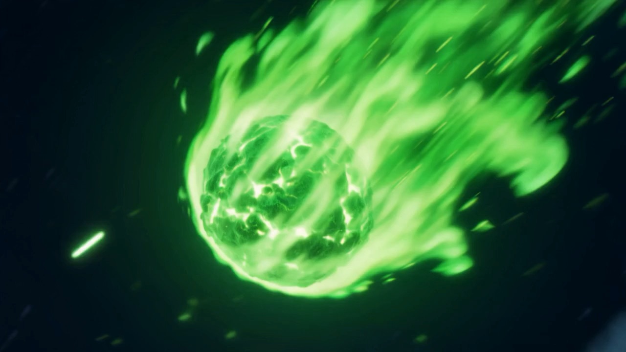 Falling in a long deliberate arc, blazing like a torch flung down a stairwell of sky