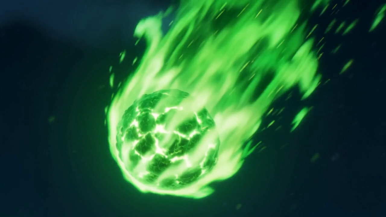 And its fire is wrong — a bitter green, hissing, shedding sparks that die black