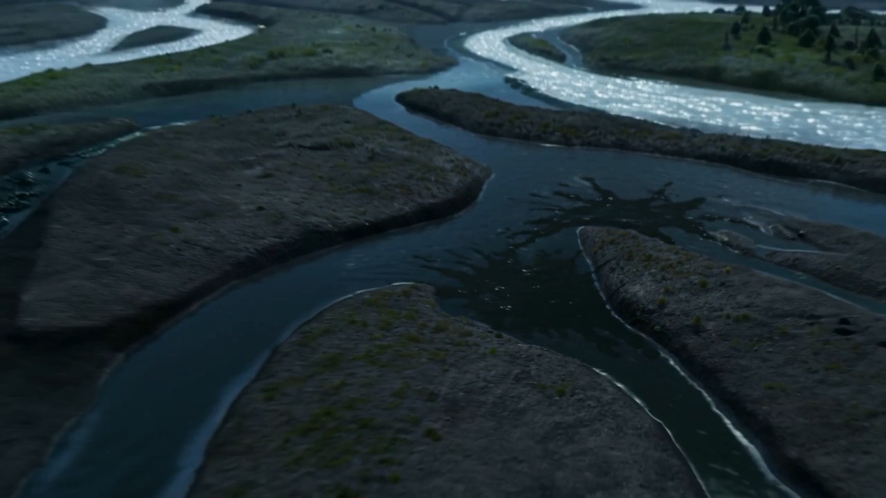And where the dust touches, the brightness simply goes out of the water