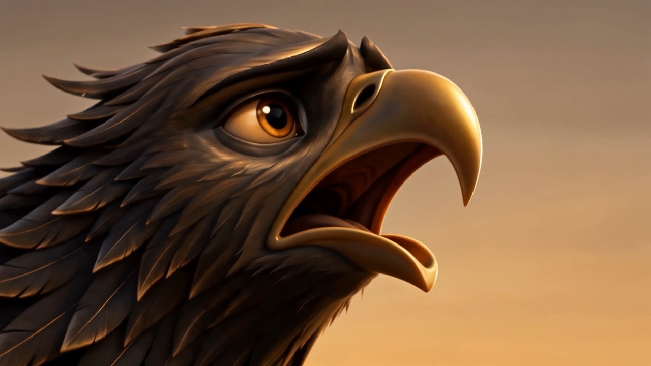 It opens its beak and cries — three times, to the whole horizon