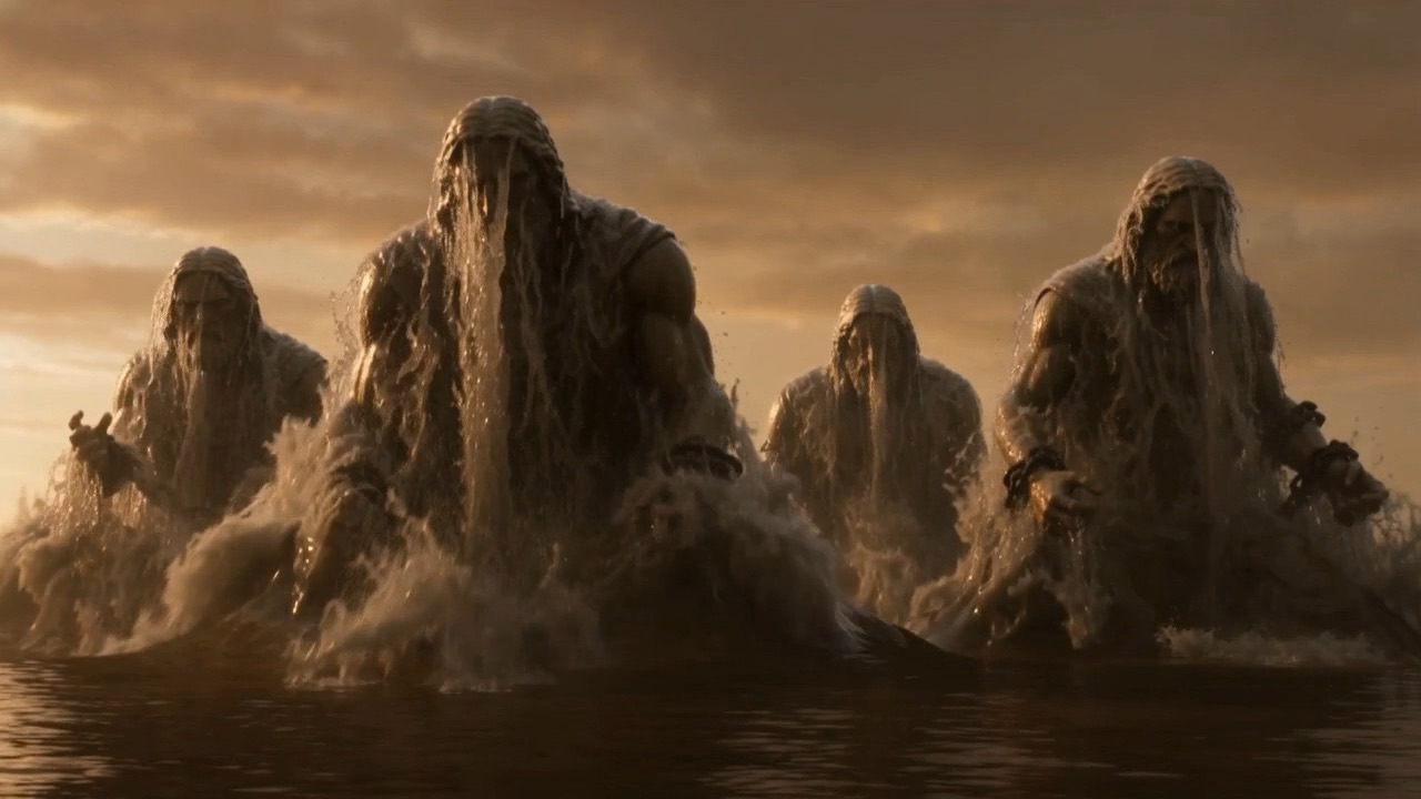 And they stand up out of the river like statues given breath