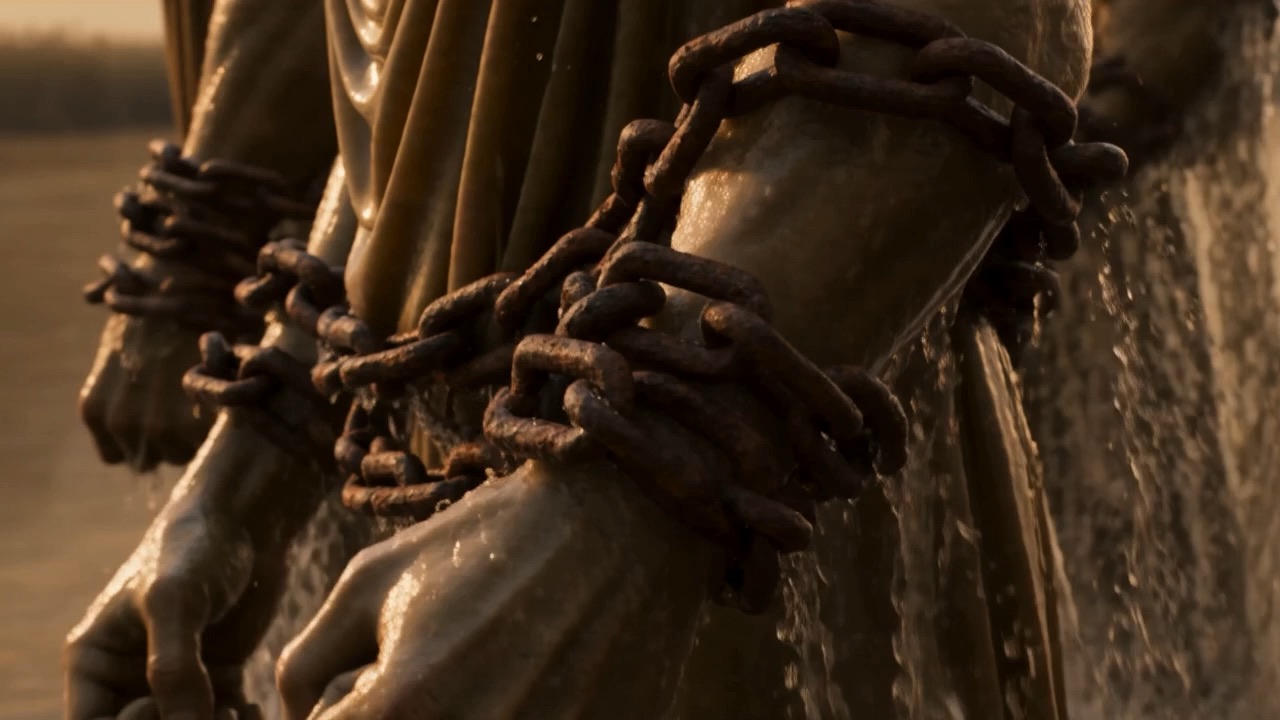 Great corroded chains unwrap from their wrists