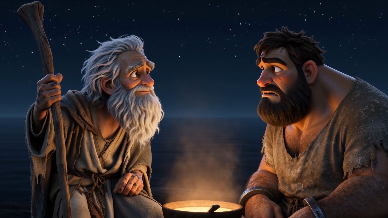 The same two men, the steam thinning between them