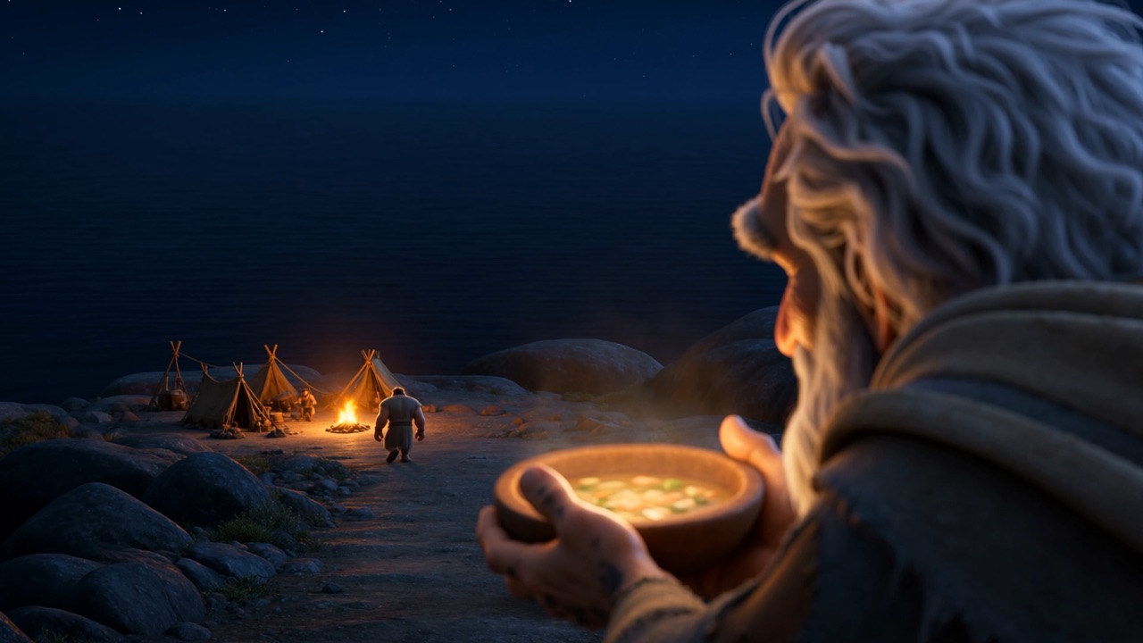 John follows him the whole way down with his eyes, the way shepherds watch