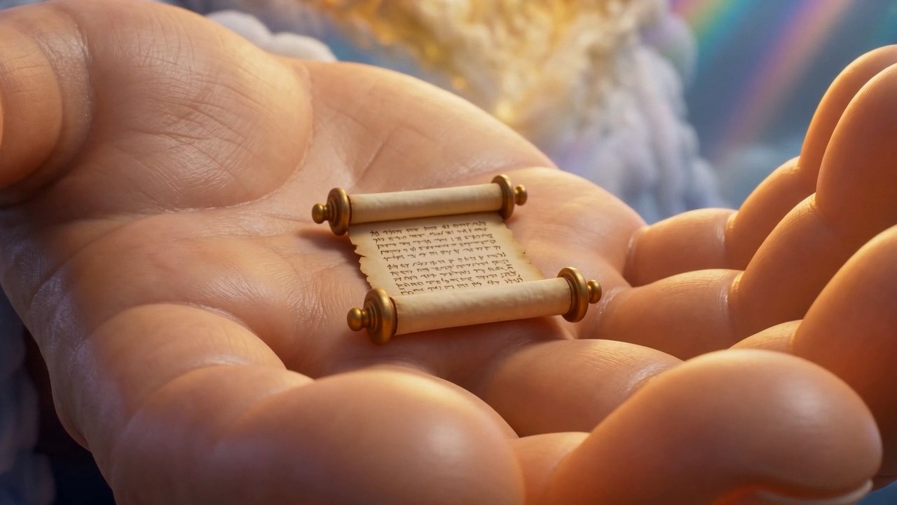 The small writing glows, patient, unbothered by the size of its courier