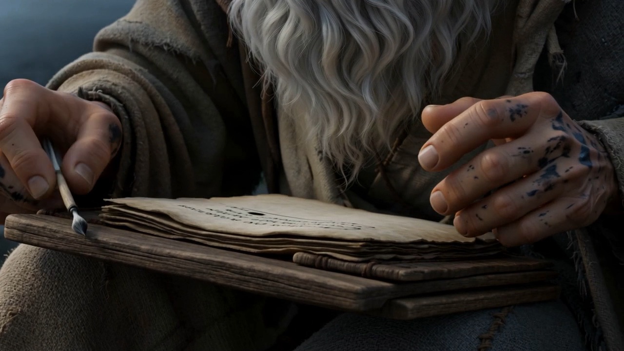 The pen stops mid-letter. He rules one steady line under the unfinished sentence, and lays it down