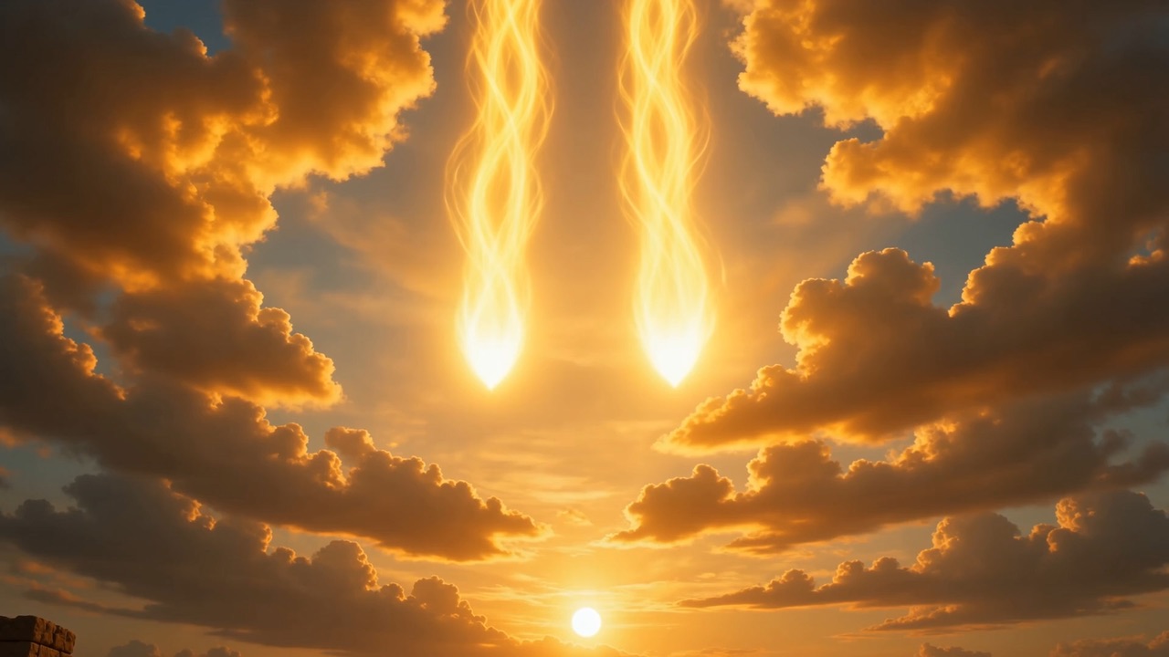 High over the square, the gold gathers