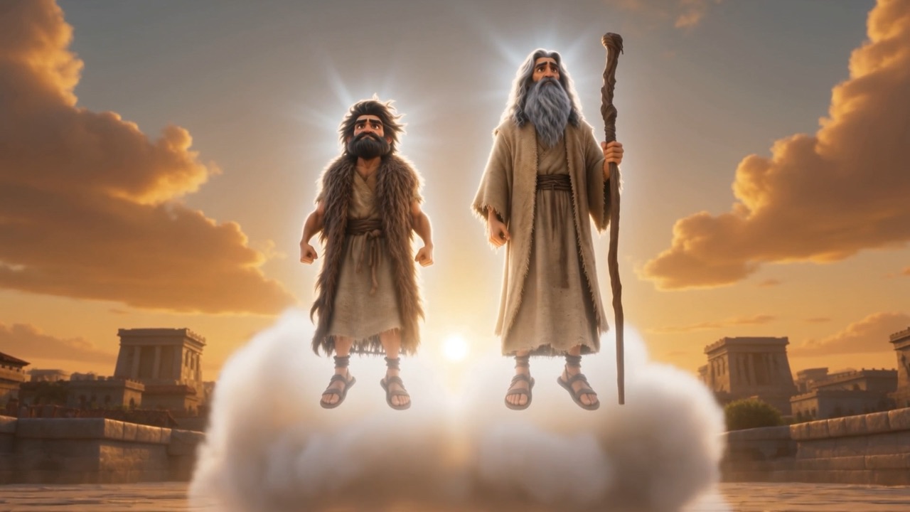 Their feet leave the stones together, and a cloud gathers under them like weather with a plan