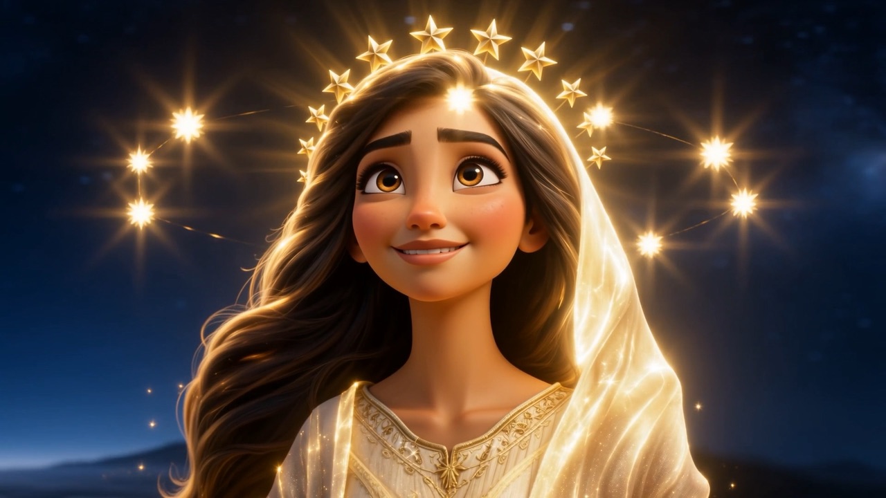 And around her head, real stars, keeping time like honour