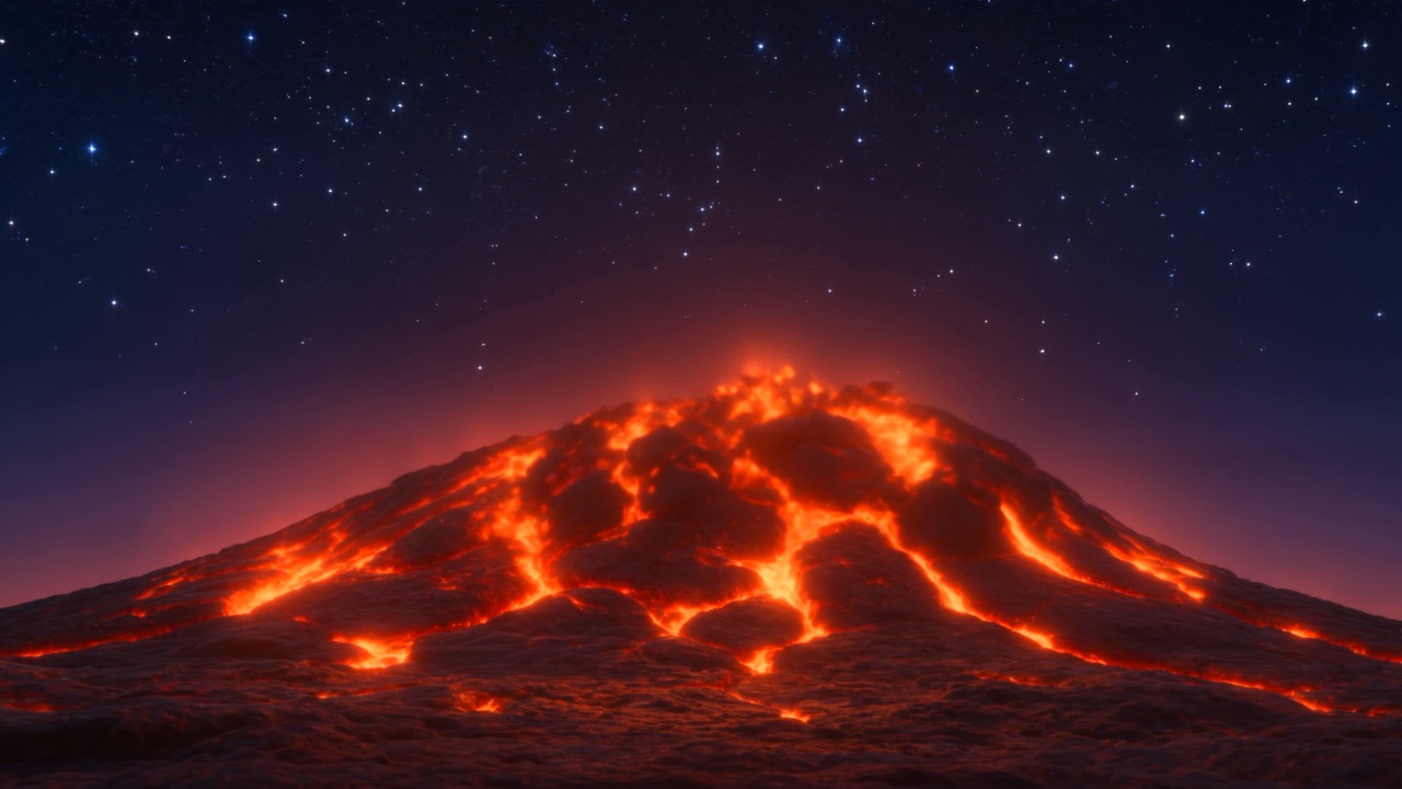 Along the sky's low rim, a glow that has no business there — ember-red, banked, rising