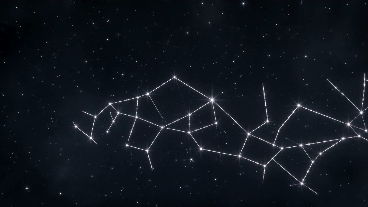 The raked sky begins to heal — constellation after constellation switching on