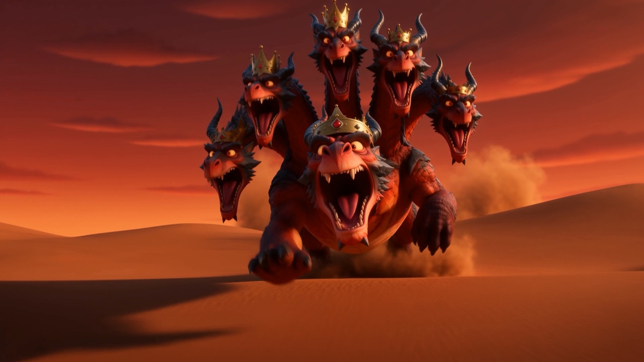 He comes behind in mountain-sized bounds, going through the dunes rather than round them