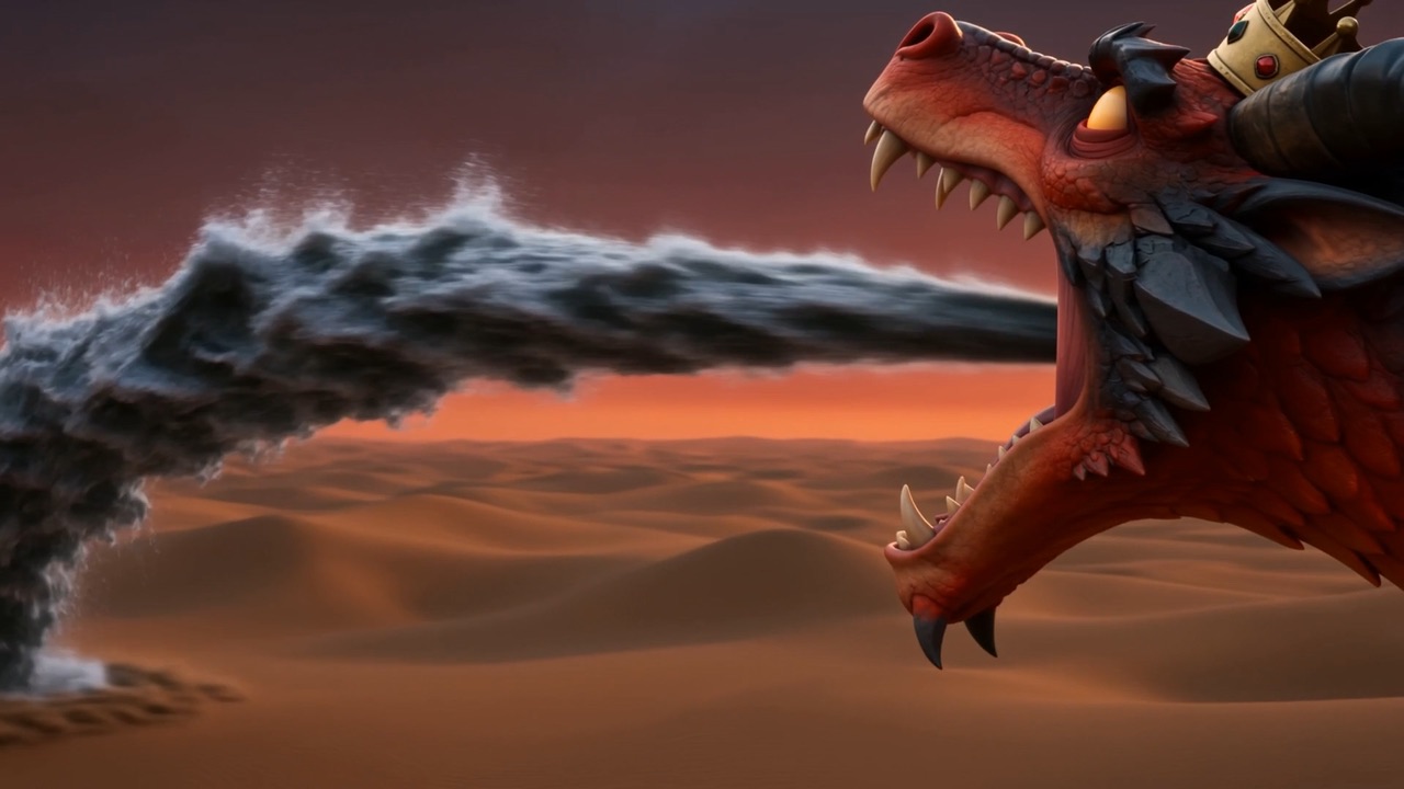 When he cannot catch her, he rears — and spews a river