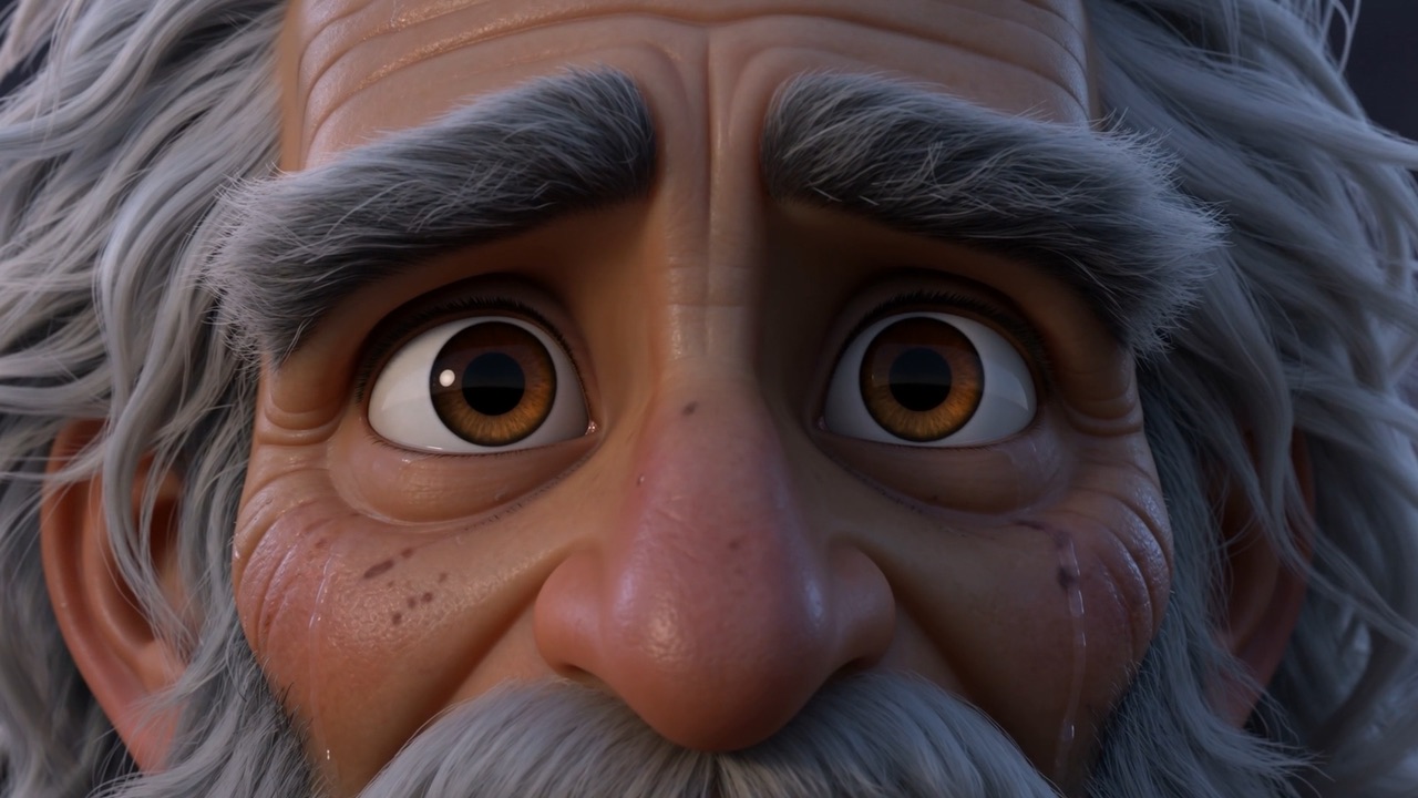 The vision fading off his face, and not all the way