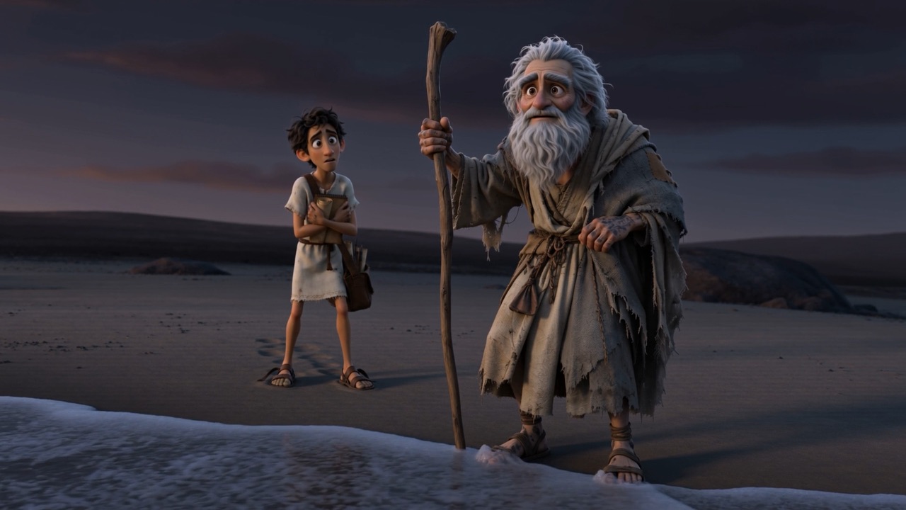 Behind him, a boy with a writing board. &ldquo;Teacher… am I writing that down?&rdquo;