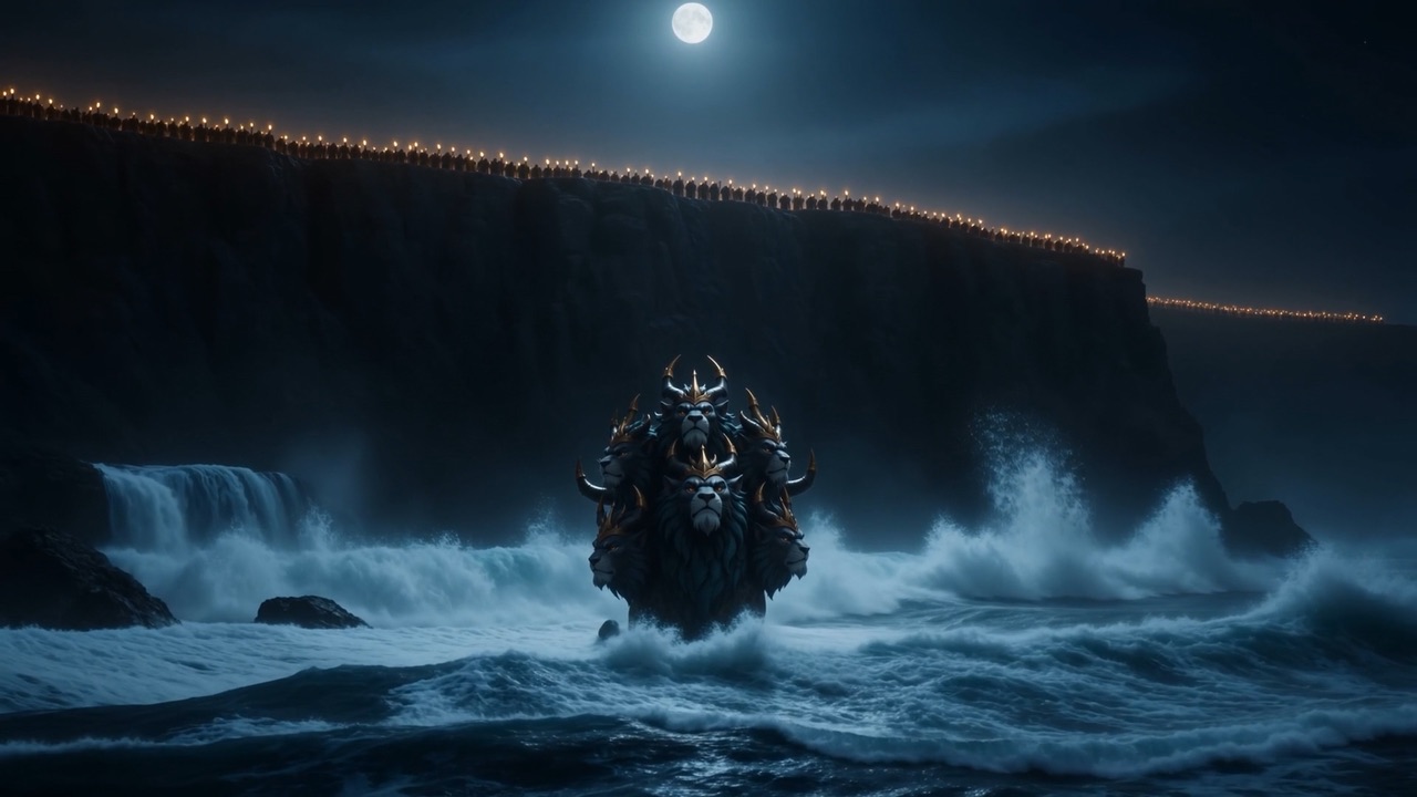 A whole coast, bowed to the thing standing in its water