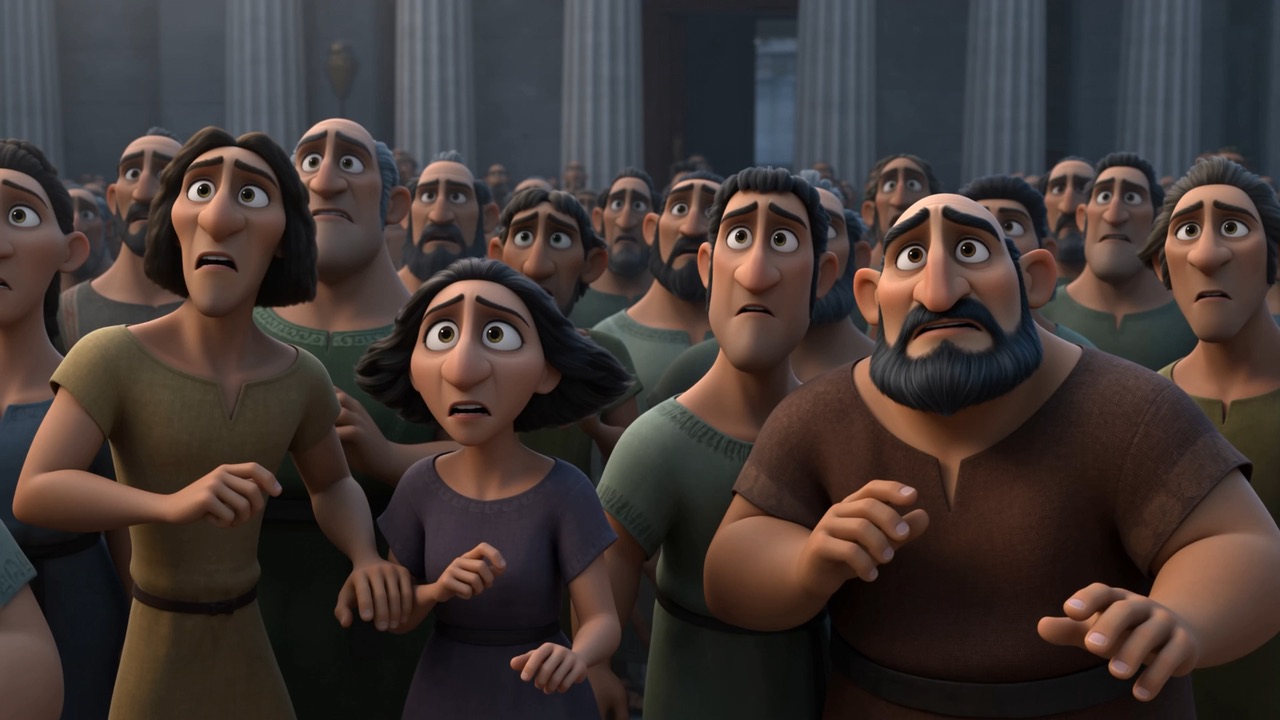Dust sifts from the flexing seams. The front rank of the crowd goes rigid